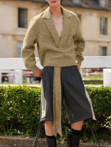 Men's Ribbon Patchwork Lapel Long Sleeve Hoodie SKUL43636