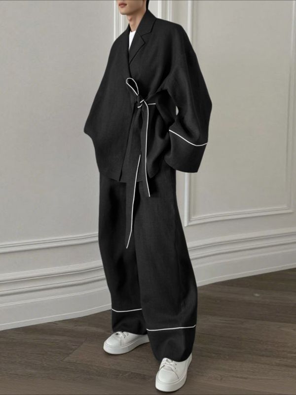 Men's Tie Patchwork Casual Two Pieces Outfit SKUL34019