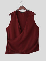 Men's Avant-Garde Asymmetric Wrap Deep V-Neck Muscle Tank SKUL68369