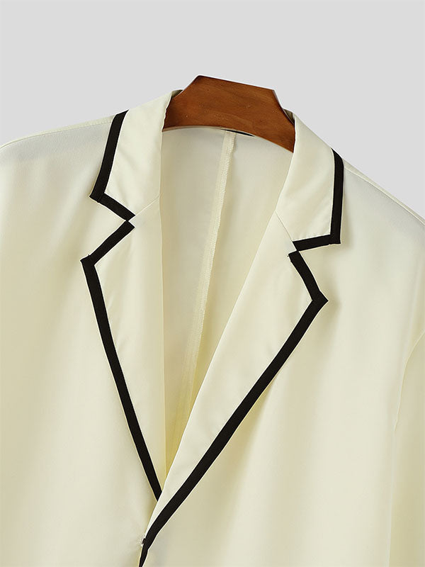 Mens Bold Stripe Contrast Color Short Sleeve Blazer SKUL16901