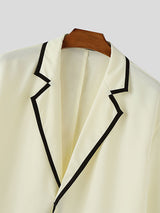 Mens Bold Stripe Contrast Color Short Sleeve Blazer SKUL16901