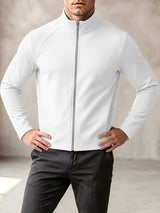 Men's Solid Color Zip Long Sleeve T-Shirt SKUL42367