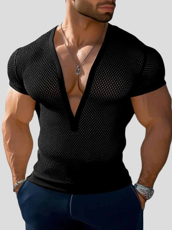 Men's Sheer Mesh Short Sleeve T-shirt SKUL47995
