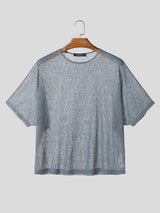 Men's Deconstructed Solid Color Sheer T-shirt SKUL54445