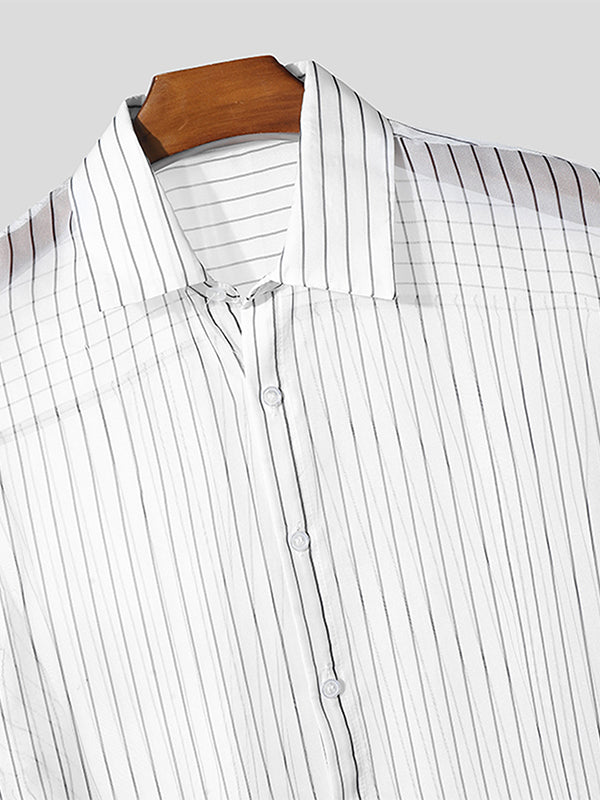 Mens Sheer Striped Long Sleeve Shirt SKUL09387