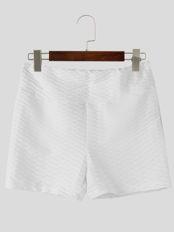 Men's Sexy Gym Textured Honeycomb Bubble Butt Lifting High Waist Back Pocket Short SKUL82417