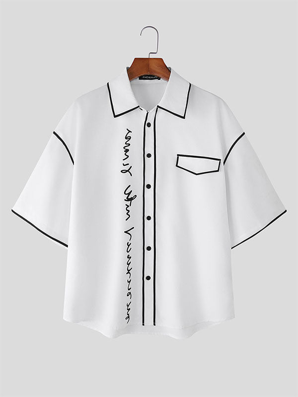 Mens Graffiti Print Casual Short Sleeve Shirt SKUL06555