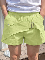 Men's Avant-Garde Deconstructed Asymmetric Overlay Utility Short SKUL72443