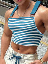 Men's Striped Wide Strap Cropped Tank SKUL20998