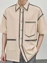 Men's Color Block Trim Short Sleeve Shirt SKUL35053