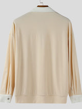 Men's Colorblock Deep V Lapel Long Sleeve Sweatshirt SKUL34191