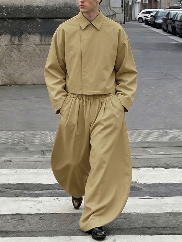 Men's Early Autumn Urban Casual Loose Two Pieces Outfit SKUL80614