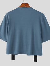 Men's Webbing Patchwork Waffle Texture Short Sleeve T-shirt SKUL46020