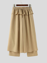 Mens Solid Color Layered Wide-Leg Long Pant SKUK99651