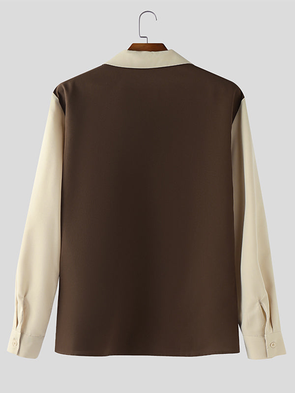 Men's Contrast Casual Long Sleeve Shirt SKUL30367
