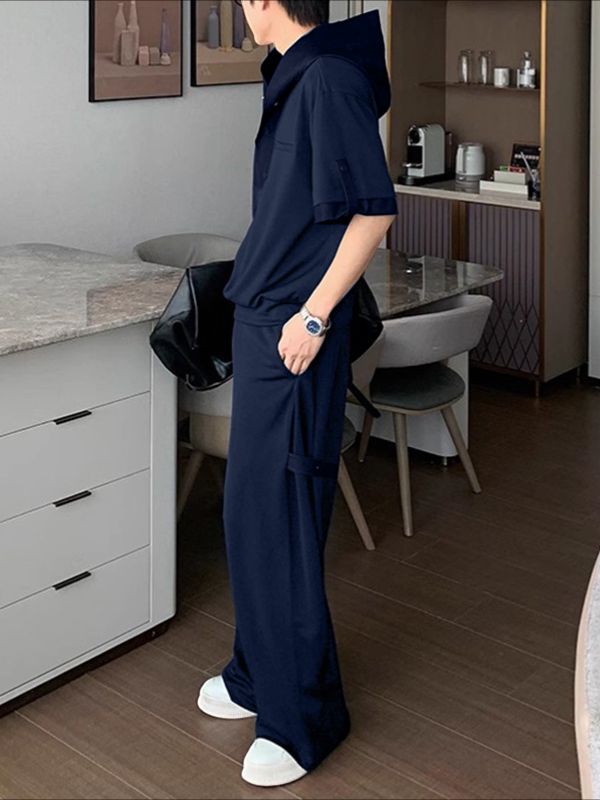 Men's Color Block Hooded Two Pieces Outfit SKUL36461