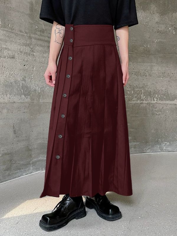 Men's Deconstructed Pleated Wide Leg Genderless Skirt SKUL50029