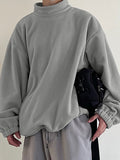Mens Solid Half-Collar Drawcord Hem Fleece Sweatshirt SKUK33656
