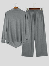 Men's Zen Minimalist Art Exhibition Draped Cowl Neck Two Pieces Outfit SKUL85351