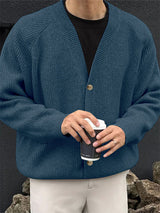 Men's Knit V-Neck Long Sleeve Cardigan SKUL27333