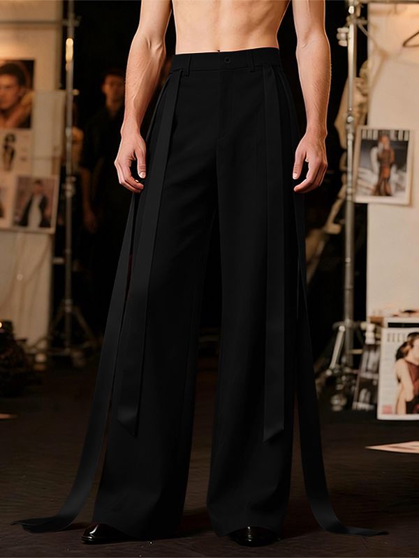 Men's Solid Color Loose Tie Waist Pant SKUL62164