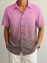 Mens Gradient Color Casual Short Sleeve Shirt SKUL17433