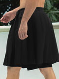 Mens Solid Pleated Metal Buckle Waist Skirt SKUK19626