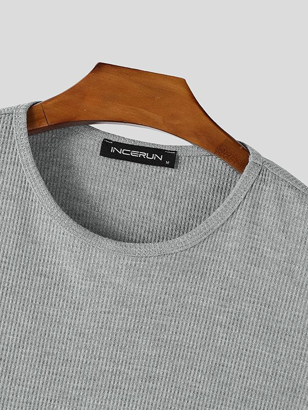 Men's Minimalist Textured Casual Two Pieces Outfit SKUL45251