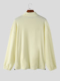 Mens Solid Half-Collar Drawcord Hem Fleece Sweatshirt SKUK33656