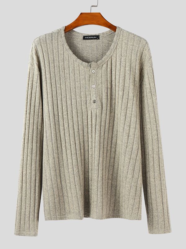 Men's Vintage Striped Textured Long Sleeve Shirt SKUL40159