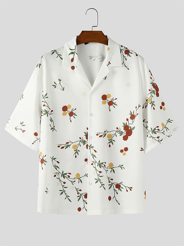 Mens Floral Print Short Sleeve Shirt SKUL11546