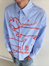 Men's Fun Print Stripe Long Sleeve Shirt SKUL39780