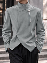 [Pre-order] Men's Neo-Chinese Chic Evening Gala Chinese Knot Tassel Asymmetric Hem Blazer SKUL86972