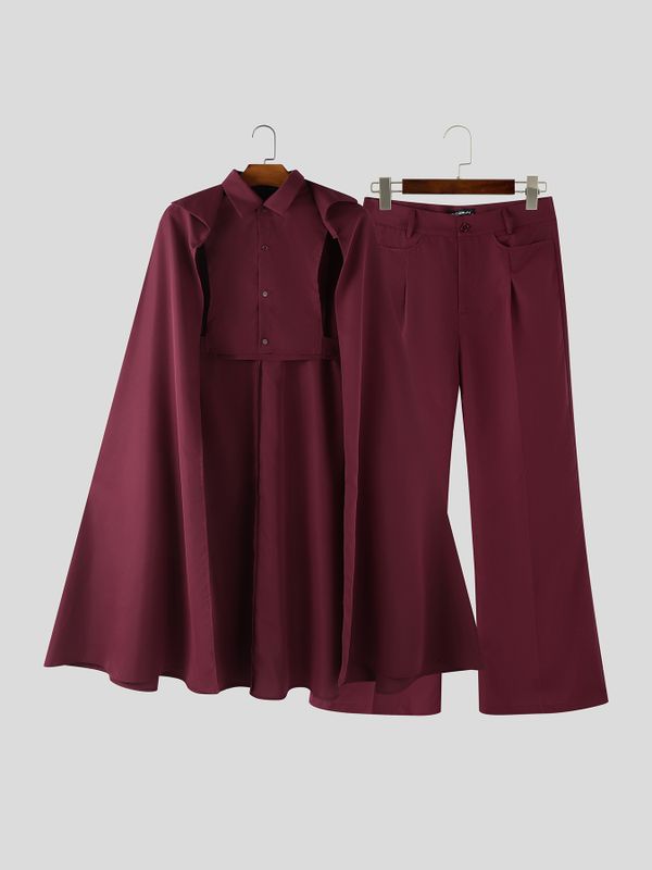 Men's Cape Patchwork Design Two Pieces Outfit SKUL53956