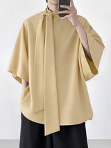 Men's Minimal Ribbon Design Stand Collar Long Sleeve Shirt SKUL50535