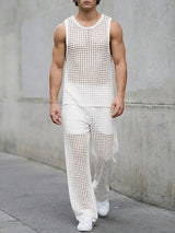 Men's Hollow Out Crochet Mesh Two Pieces Outfit SKUL60175