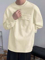 Men's Knit Pocket Crew Neck Long Sleeve T-shirt SKUL39775