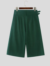 Men's Avant-Garde Gothic High Waist Buckle Wide Leg Culotte Pant SKUL65884