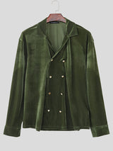 Men's Double Breasted Velvet Long Sleeve Shirt SKUL32035