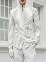 Men's Knot Design Stand Collar Long Sleeve Blazer SKUL37537