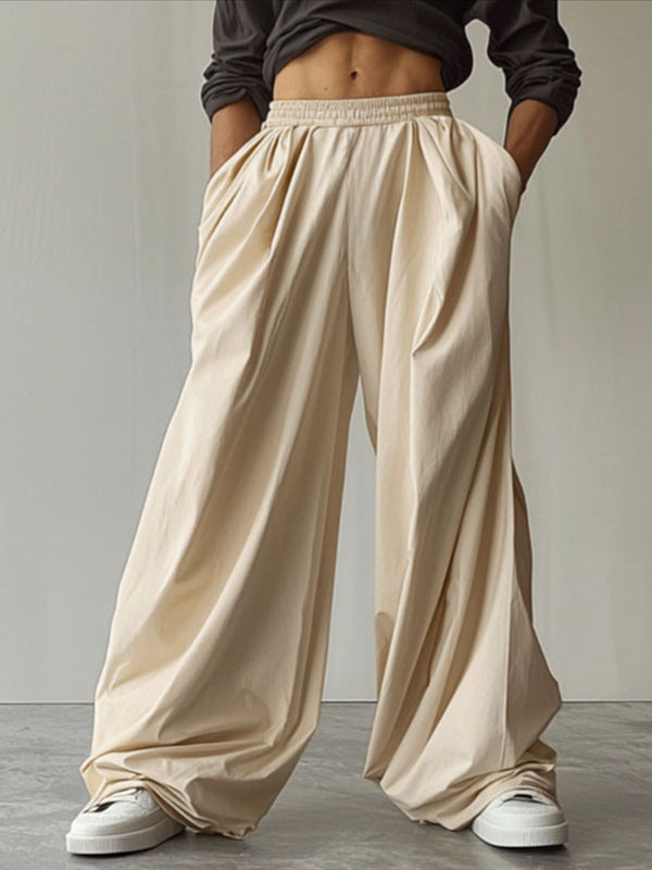 Mens Solid Color Wide Leg Casual Pant SKUL16630