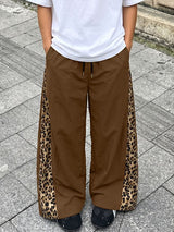 Men's Y2K Streetwear Leopard Print Side Stripe Oversized Baggy Track Pant SKUL69082