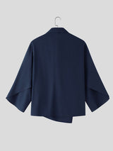 Men's Avant-Garde Modern Neo-Chinese Zen Cowl Neck Loose Kimono Sleeve Shirt SKUL73630