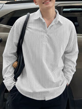 Men's Striped Turn Down Collar Long Sleeve Shirt SKUL47920