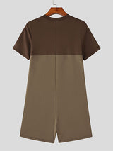 Men's Contrast Color Short Sleeve Boxer Bodysuit SKUL50064