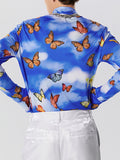 Mens Butterfly Print High Neck T-Shirt SKUK24848