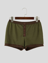 Men's Modern Casual Lounging Contrast Band Button Fly Short SKUL84067