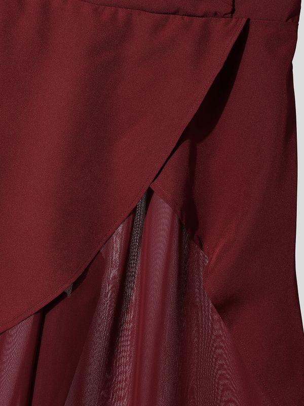 Men's Avant-Garde Draped Overlay Sheer Mesh Palazzo Pant SKUL65308