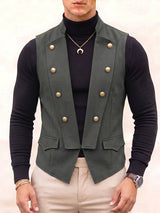 Men's Avant-Garde Victorian Double-Breasted Open-Front Tailored Waistcoat SKUL79522
