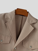 Men's Solid Color Loose Short Sleeve Shirt SKUL24795